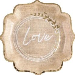 10 assiettes en carton FSC® - 21 x 21 cm - Collection Mariage Naturel