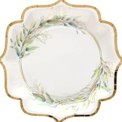 10 assiettes en carton FSC® - 21 x 21 cm - Collection Feuillage - Couleur au choix