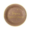 10 Assiettes en carton " Joyeux Anniversaire " - Couleur Kraft
