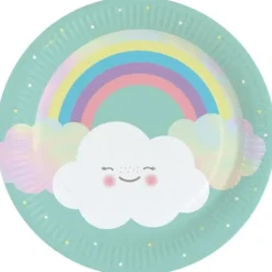 8 Assiettes en Carton - Nuage et Arc-en-Ciel