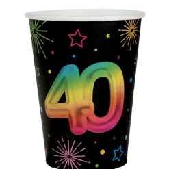 6 assiettes en carton pour anniversaire - Diamètre 22,5 cm - Collection Festicolor - Âge au choix