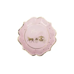8 Assiettes en carton - Princesse Rose & Or - 22,5 cm