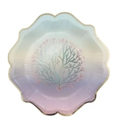 8 Assiettes en carton - Sirène Pastel et Or