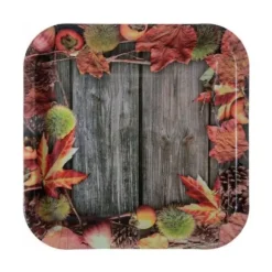 10 assiettes en carton - 23 x 23 cm - Automne Orange