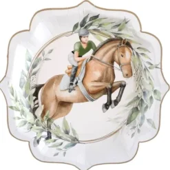 10 assiettes en carton - 21 x 21 cm - Collection Hippique