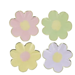 8 assiettes en forme de fleurs en carton - Diamètre 18 cm - Pâques