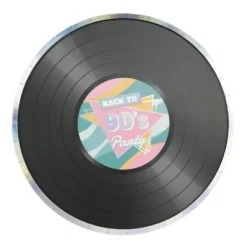 8 assiettes en forme de vinyle - Diamètre 22,3 cm - Collection 90's Party