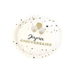 6 assiettes "Joyeux Anniversaire" en carton - Diamètre 23 cm - Collection Splendid
