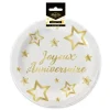 6 assiettes "Joyeux Anniversaire" en carton - Diamètre 18 cm - Collection Splendid