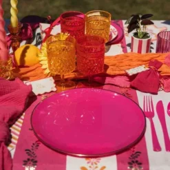 6 assiettes Élégance réutilisables en plastique - Diamètre 26,5 cm - Couleur au choix