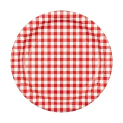 10 assiettes à motifs vichy en carton - Diamètre 18 cm