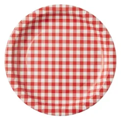 10 assiettes à motifs vichy en carton - Diamètre 22 cm