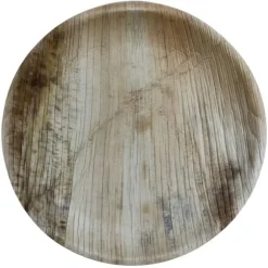 10 assiettes rondes en feuille de palmier - Diamètre 25 cm