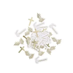 Assortiment de 100 Confettis - Collection Communion Pureté Blanc et Or