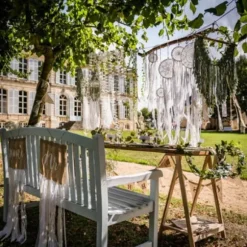 Attrape Rêves Macramé et Pompons Blanc
