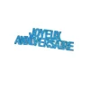 6 Autocollants "Joyeux Anniversaire" - Paillettes Turquoise