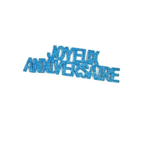 6 Autocollants "Joyeux Anniversaire" - Paillettes Turquoise