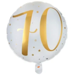 Ballon Anniversaire - Blanc et Or - 70 ans
