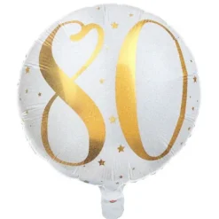 Ballon Anniversaire - Blanc et Or - 80 ans