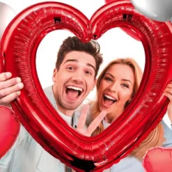 Ballon cadre photobooth Cœur rouge