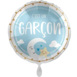 Ballon en aluminium arrondi pour Gender Reveal - Diamètre 43 cm - Modèle au choix