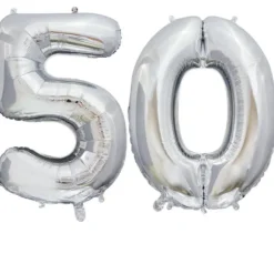 Ballon en aluminium en forme de nombre pour anniversaire - Argent - 86 cm - Âge au choix