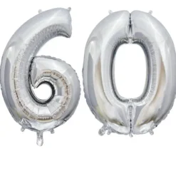 Ballon en aluminium en forme de nombre pour anniversaire - Argent - 86 cm - Âge au choix