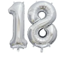 Ballon en aluminium en forme de nombre pour anniversaire - Argent - 86 cm - Âge au choix