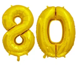 Ballon en aluminium en forme de nombre pour anniversaire - Or - 86 cm - Âge au choix