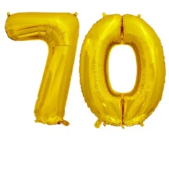 Ballon en aluminium en forme de nombre pour anniversaire - Or - 86 cm - Âge au choix