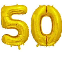 Ballon en aluminium en forme de nombre pour anniversaire - Or - 86 cm - Âge au choix