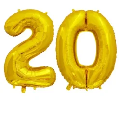 Ballon en aluminium en forme de nombre pour anniversaire - Or - 86 cm - Âge au choix