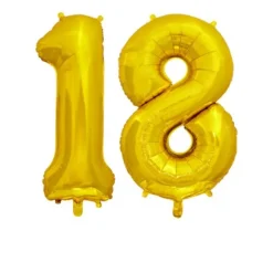Ballon en aluminium en forme de nombre pour anniversaire - Or - 86 cm - Âge au choix