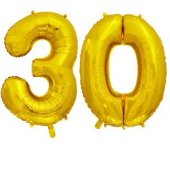 Ballon en aluminium en forme de nombre pour anniversaire - Or - 86 cm - Âge au choix