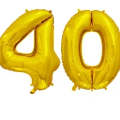 Ballon en aluminium en forme de nombre pour anniversaire - Or - 86 cm - Âge au choix
