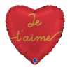 Ballon en aluminium en forme de cœur pour la Saint-Valentin - Recto / Verso "Je t'aime mon amour" - Diamètre 36 cm