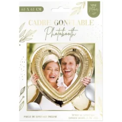 Ballon en aluminium en forme de cœur doré pour mariage - 63 x 61 cm - Collection Vive les Mariés