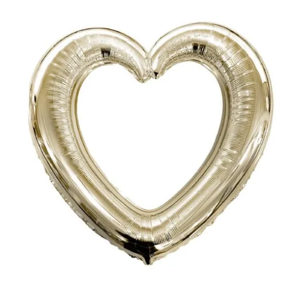 Ballon en aluminium en forme de cœur doré pour mariage - 63 x 61 cm - Collection Vive les Mariés