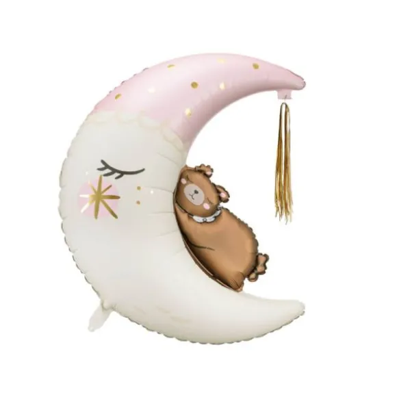 Ballon en aluminium - Ours assis sur la lune - 71 x 86 cm