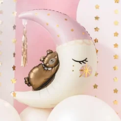 Ballon en aluminium - Ours assis sur la lune - 71 x 86 cm