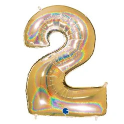 Ballon géant - Or Holographique - 100 cm - Chiffre au Choix