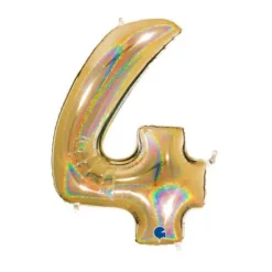 Ballon géant - Or Holographique - 100 cm - Chiffre au Choix