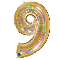 Ballon géant - Or Holographique - 100 cm - Chiffre au Choix