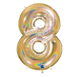 Ballon géant - Or Holographique - 100 cm - Chiffre au Choix
