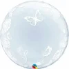 Ballon Hélium Bubble Roses et Papillons