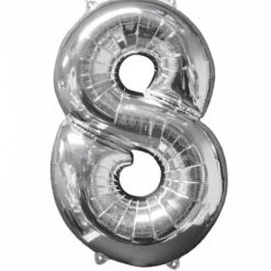 Ballon à Hélium - Chiffre "8" 66 cm - Argent