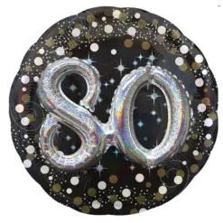 Ballon Holographique Argent - 80 ans