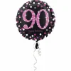 Ballon Holographique Joyeux Anniversaire Rose - 90 ans