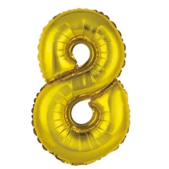 Ballon Métallique à Air - Or - 36 cm - Chiffre au Choix