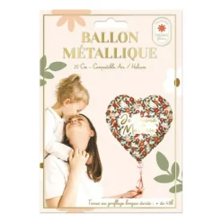 Ballon métallique en forme de cœur - Maman - Collection Maman Chérie